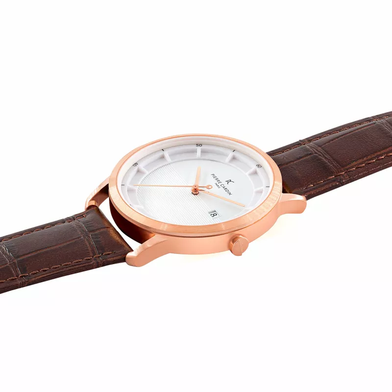 Pierre Cardin Vīriešu pulkstenis CLC.6003 43mm nerūsējošais tērauds melns ciparnīca īsta āda siksniņa