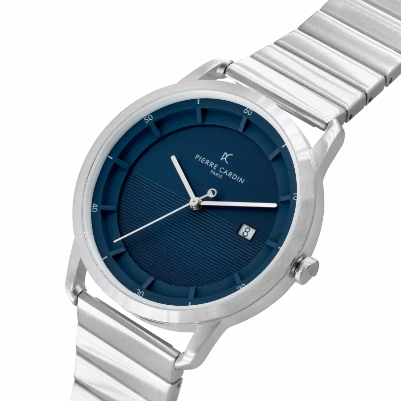 Pierre Cardin vīriešu pulkstenis CLC.6005 43mm nerūsējošā tērauda kvarca analogs melns ciparnīca ādas siksniņa