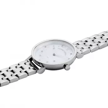 Pierre Cardin Sieviešu kvarca analogais pulkstenis CCM.0550 32mm nerūsējošā tērauda korpuss, sudraba ciparnīca, melna ādas siksniņa