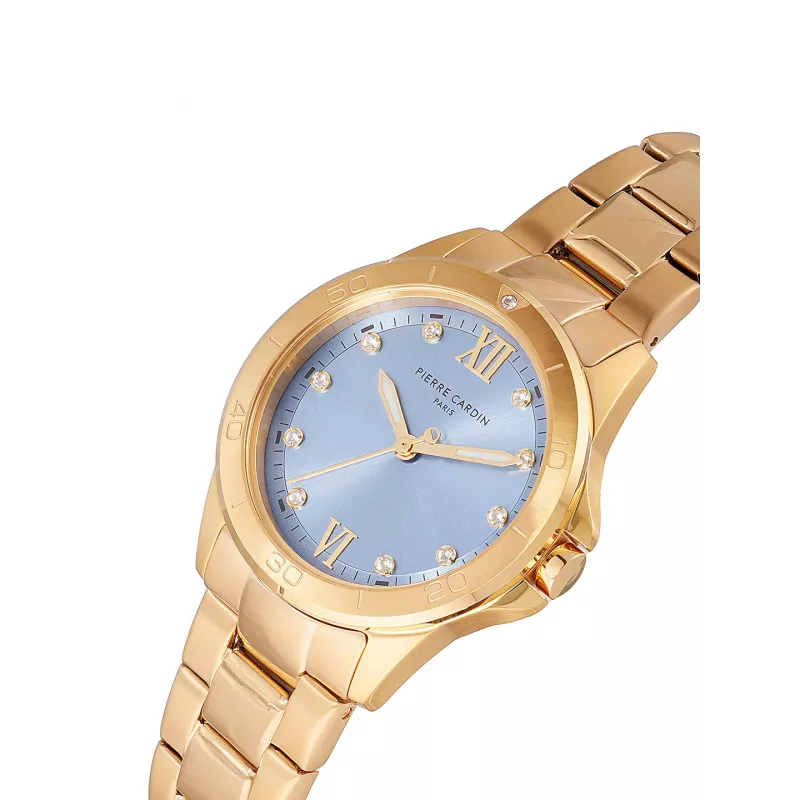 Pierre Cardin sieviešu kvarca analogais pulkstenis CF.1009.MG.2 - 34mm nerūsējošā tērauda sieta zelta tonis