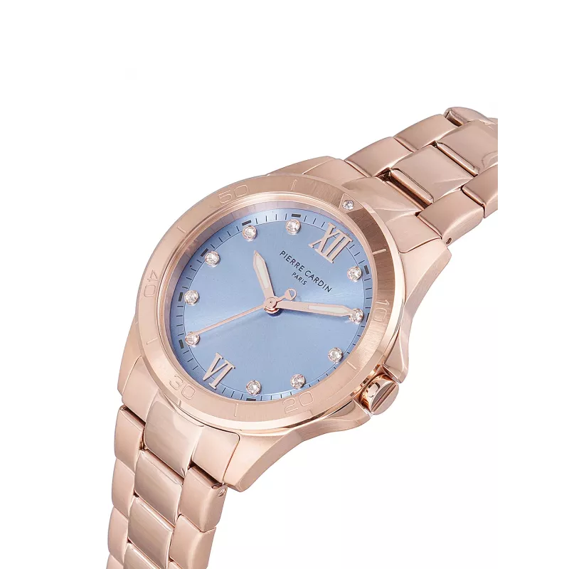 Pierre Cardin Sieviešu kvarca analogais pulkstenis CF.1009.MR.2 34mm rozā zelta nerūsējošā tērauda sieta aproce