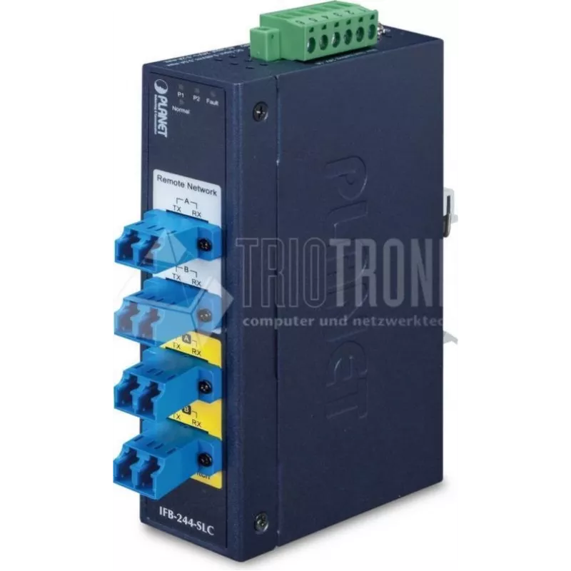 PLANET IFB-244-SLC industriālais 2 kanālu seriālais uz optiskās šķiedras multivides pārveidotājs (ST, daudzmodu, zils)