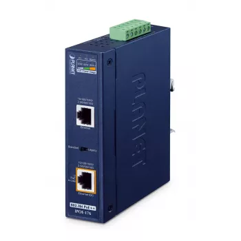 PLANET IPOE-176 industriālais PoE pagarinātājs, 1 pieslēgvieta Gigabit PoE++ uz 4 pieslēgvietām PoE+ (IP30)