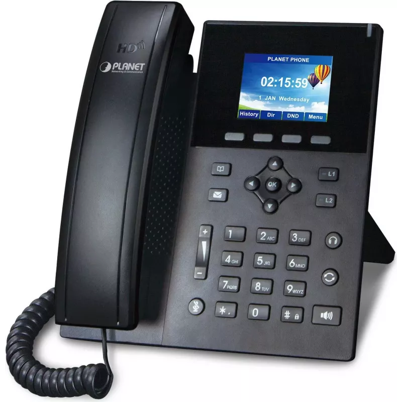 PLANET VIP-1260PT augstas izšķirtspējas krāsu PoE IP tālrunis ar 3MP kameru, 6 līniju LCD, melns