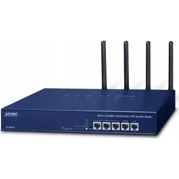 PLANET VR-300W6A Enterprise Wi-Fi 6 AX3000 divjoslu Gigabit maršrutētājs ar VPN, VLAN, QoS, HA, AP kontrolieri, 2x WAN SD-WAN, 3x LAN