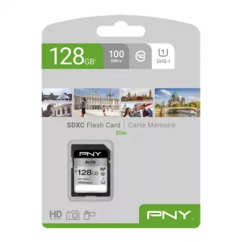 PNY Elite 128GB SDXC UHS-I U1 Class 10 atmiņas karte - lasīšanas ātrums līdz 100MB/s