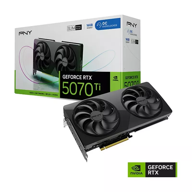 PNY GeForce RTX 5070 Ti Slim OC 16GB GDDR7 PCIe 5.0 grafiskā karte