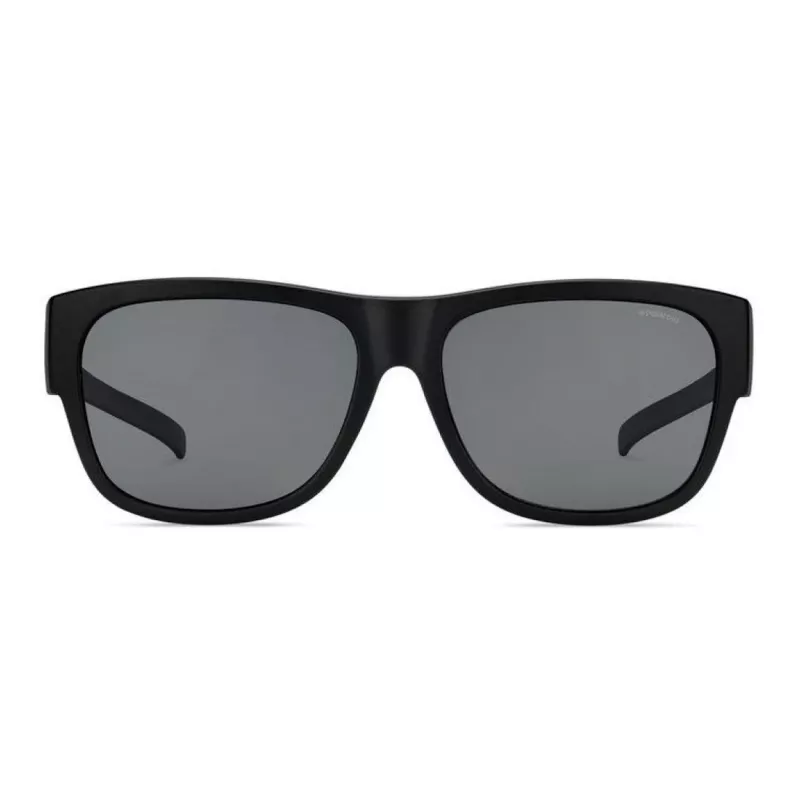Polaroid Ancillaries PLD9003SDL5 Unisex Rectangular Sunglasses - Matte Black Frame, Grey Polarized Lenses
