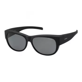 POLAROID ANCILLARIES PLD9004SDL5 Unisex saulesbrilles - Melns rāmis, Pelēkas polarizētas lēcas, Kvadrātveida forma
