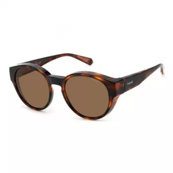 Polaroid Ancillaries PLD9017S086 Unisex saulesbrilles - Havana/Bruņurupuča krāsas rāmis, Brūnas polarizētas lēcas