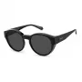 Polaroid Ancillaries PLD9017S08A Unisex taisnstūra saulesbrilles - Melns rāmis, pelēkas polarizētas lēcas