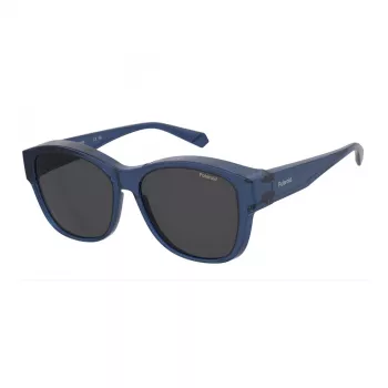 Polaroid Ancillaries PLD9019SPJP Unisex Square Saulesbrilles - Polarizēta Pelēka Lēca Melns Rāmis