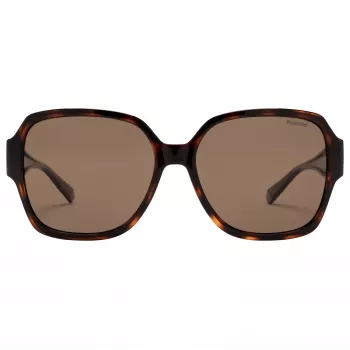 Polaroid Ancillaries PLD9021S086 Unisex saulesbrilles - Havanas bruņurupuča rāmis, brūnas polarizētas lēcas