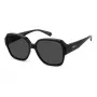 Polaroid Ancillaries PLD9021S807 Unisex taisnstūra saulesbrilles - Melns rāmis, Pelēkas polarizētas lēcas