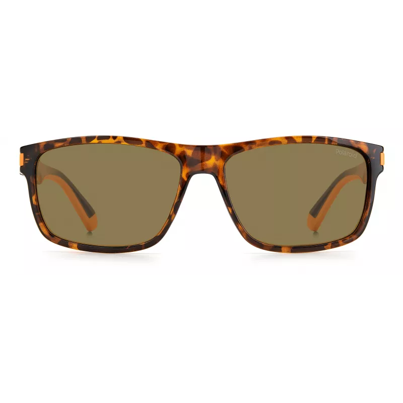 Polaroid Men's PLD2121SL9G Square Havana Sunglasses with Green Polarized Lenses 58/15/140 mm