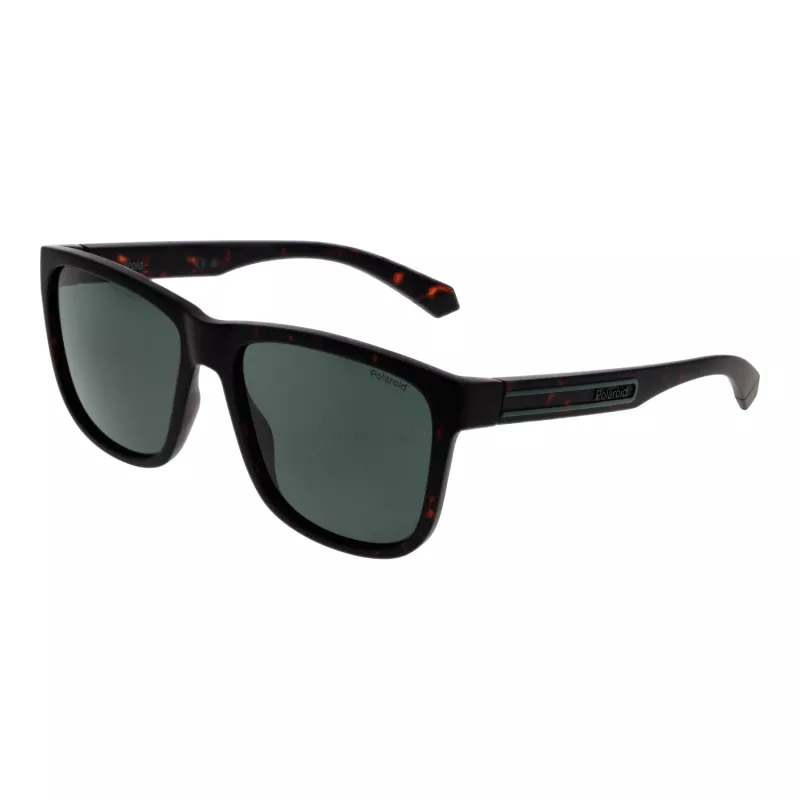 Polaroid vīriešu saulesbrilles PLD2155S57HGC - Havanas zaļš rāmis, pelēki zaļas polarizētas lēcas, 57 mm