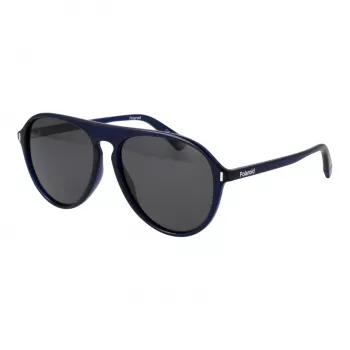 POLAROID Vīriešu PLD6225S57PJP Taisnstūra Polarizētas Saulesbrilles - Melna/Pelēka