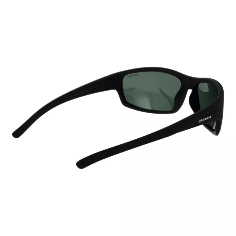POLAROID P8411-639CARC Vīriešu taisnstūra polarizētas saulesbrilles - Melns rāmis, pelēkas lēcas 63mm