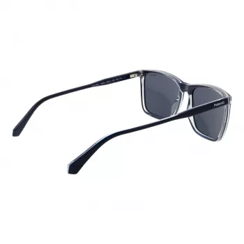 Polaroid PLD 4180/S Vīriešu taisnstūra saulesbrilles - Melns rāmis, pelēki/zaļas polarizētas lēcas 58mm