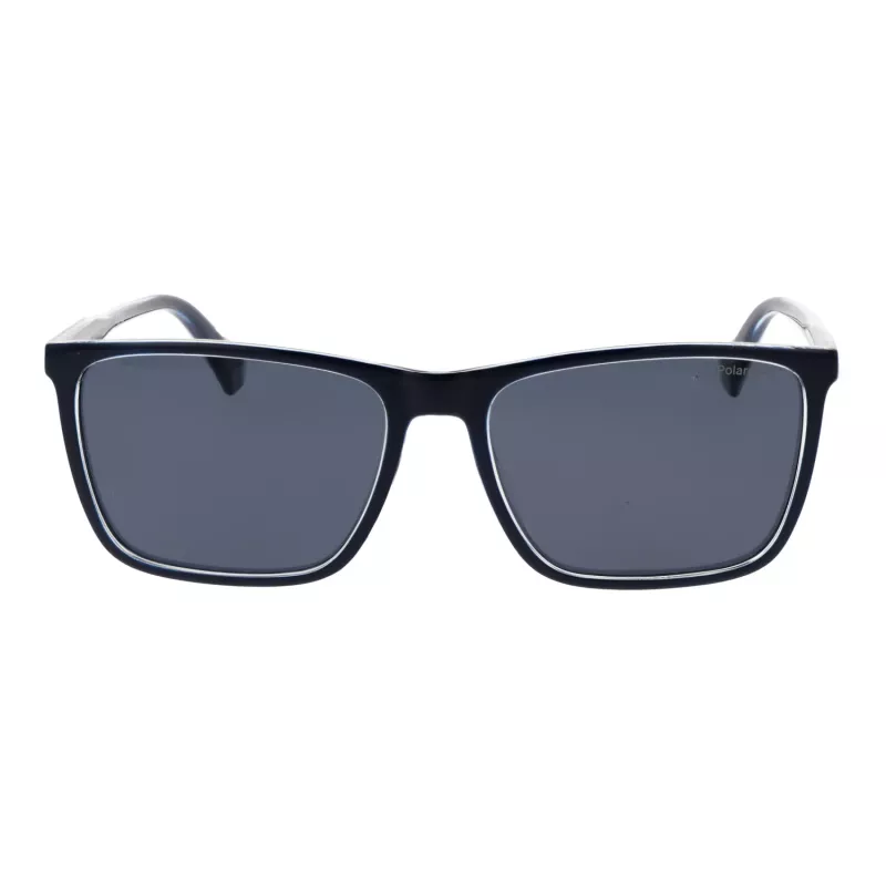 Polaroid PLD 4180/S Vīriešu taisnstūra saulesbrilles - Melns rāmis, pelēki/zaļas polarizētas lēcas 58mm