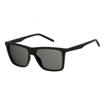 Polaroid PLD2050S807 Vīriešu polarizētas taisnstūra saulesbrilles - Melna/Pelēka 55mm
