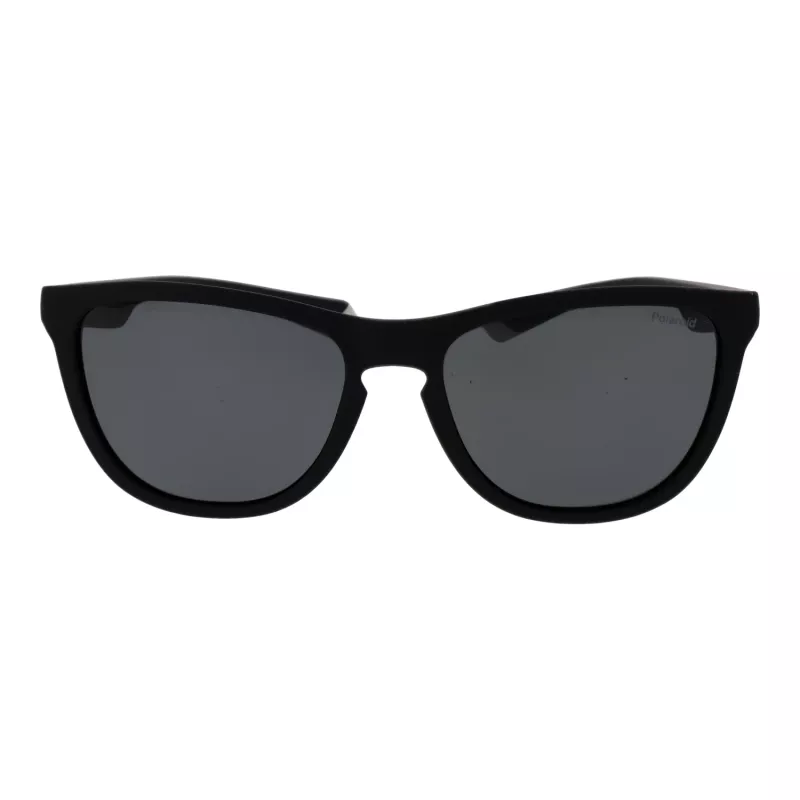 Polaroid PLD2133S08AM9 Unisex taisnstūra saulesbrilles - Melns rāmis, pelēkas polarizētas lēcas 56mm