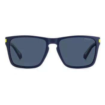 Polaroid PLD2139SFLL Unisex taisnstūra saulesbrilles - melns rāmis, pelēkas lēcas 56mm