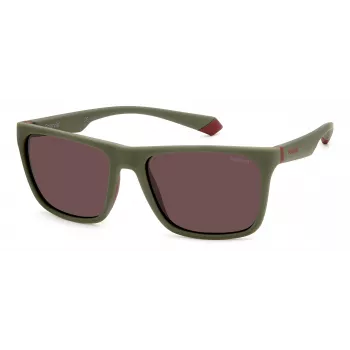Polaroid PLD2141S0L9 Unisex taisnstūra saulesbrilles - Havana rāmis, brūna polarizēta lēca