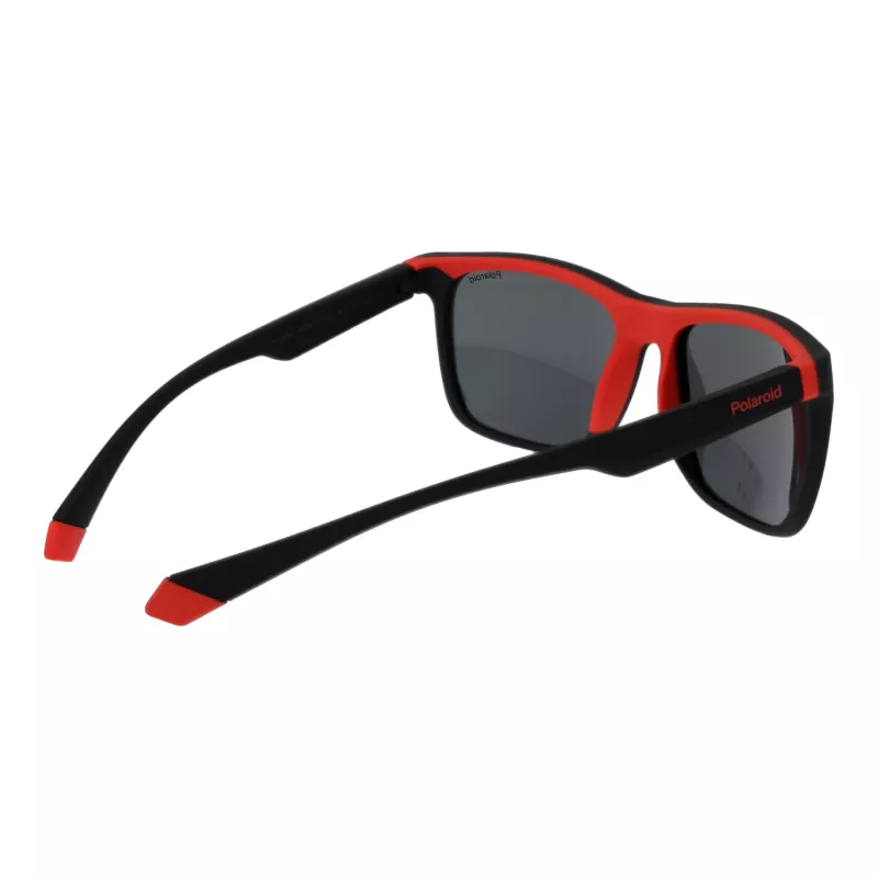 Polaroid PLD2141S56BLX Unisex taisnstūra saulesbrilles - zilas lēcas, melns rāmis, polarizētas UV400