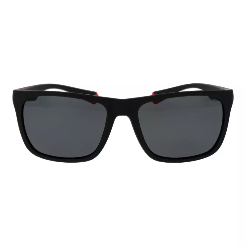 Polaroid PLD2141S56BLX Unisex taisnstūra saulesbrilles - zilas lēcas, melns rāmis, polarizētas UV400