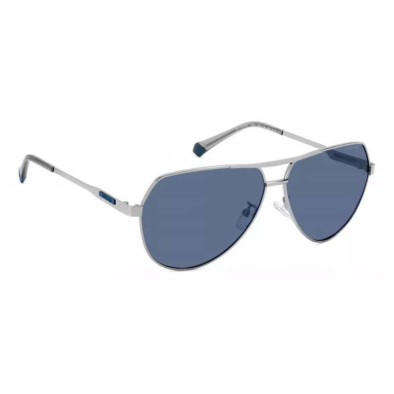 POLAROID PLD2145GSX6LB Vīriešu pilotveida saulesbrilles - melns rāmis, pelēkas polarizētas lēcas, UV400