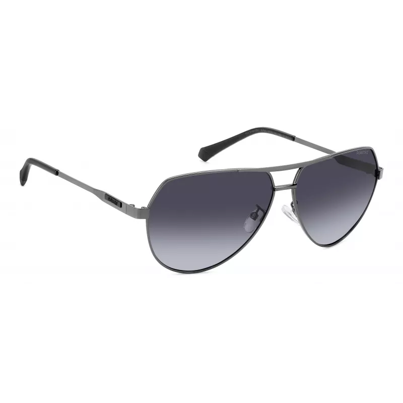 POLAROID PLD2145GSXKJ1 Vīriešu saulesbrilles Melns kvadrātveida rāmis Polarizētas pelēkas lēcas 62mm