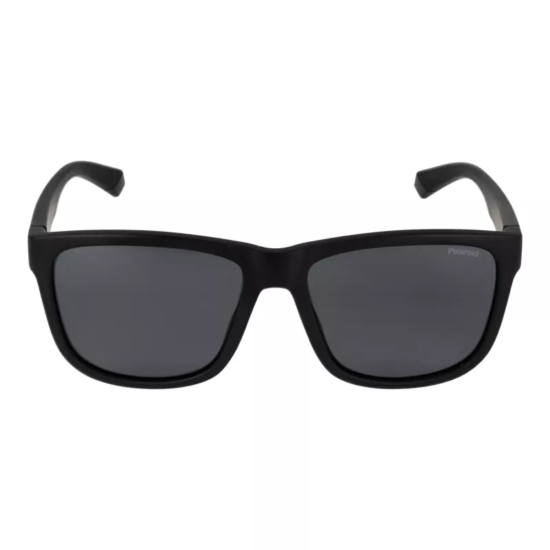 Polaroid PLD2155S57003 Vīriešu taisnstūra saulesbrilles - Melns rāmis, pelēkas polarizētas lēcas