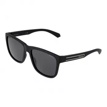 Polaroid PLD2155S57003 Vīriešu taisnstūra saulesbrilles - Melns rāmis, pelēkas polarizētas lēcas