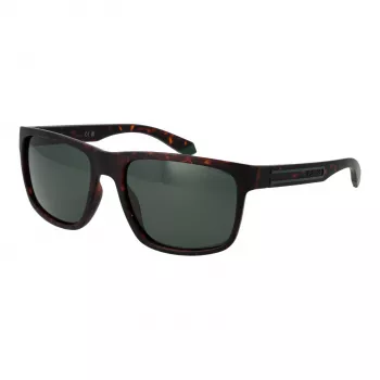 Polaroid PLD2157S57HGC Vīriešu taisnstūra saulesbrilles - Havana rāmis, zaļas polarizētas lēcas