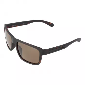 Polaroid PLD2158S58HGC Vīriešu taisnstūra saulesbrilles - Melns rāmis, pelēkas polarizētas lēcas 58mm