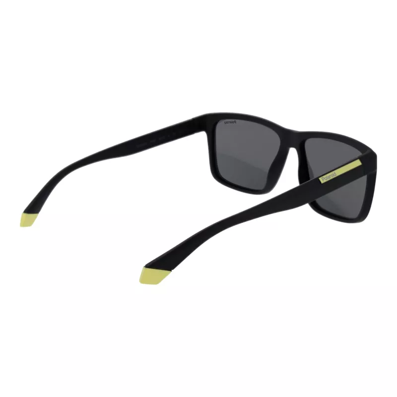 POLAROID PLD2164S58003 Vīriešu taisnstūra polarizētas saulesbrilles - Melna/Pelēka 58mm