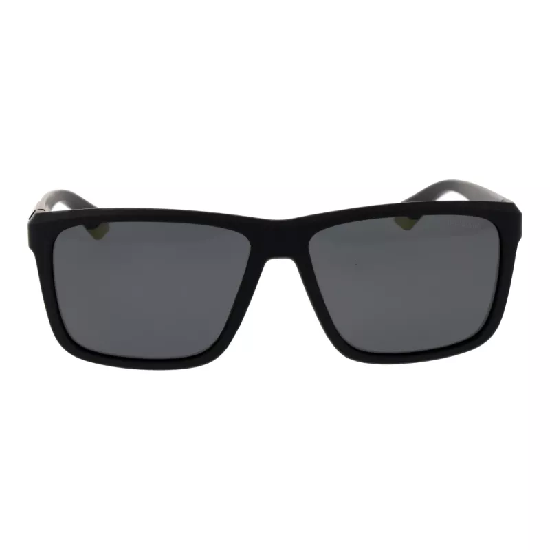 POLAROID PLD2164S58003 Vīriešu taisnstūra polarizētas saulesbrilles - Melna/Pelēka 58mm