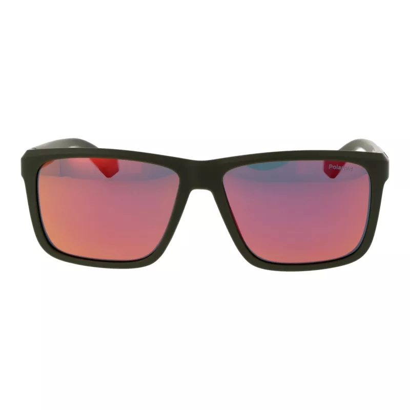 Polaroid PLD2164S58TBO Vīriešu taisnstūra saulesbrilles - Havana rāmis, zaļas polarizētas lēcas 58mm