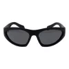 Polaroid PLD2165/S Unisex taisnstūra saulesbrilles - Melns rāmis, pelēkas polarizētas lēcas 59mm