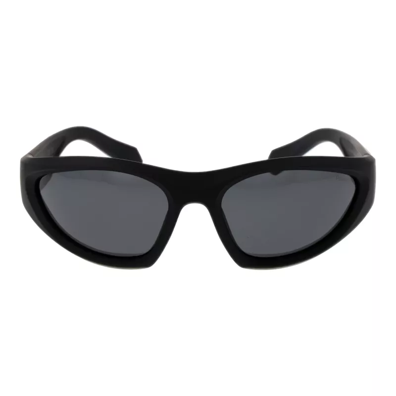 Polaroid PLD2165/S Unisex taisnstūra saulesbrilles - Melns rāmis, pelēkas polarizētas lēcas 59mm