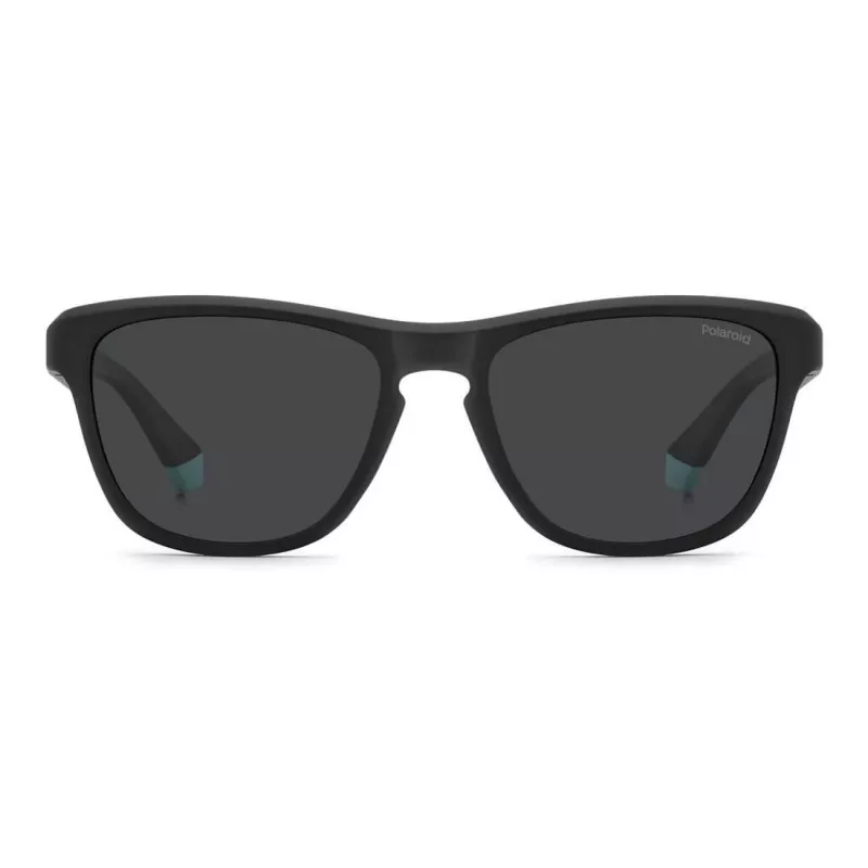 POLAROID PLD2168S003 Vīriešu taisnstūra saulesbrilles - Matēts melns rāmis, pelēkas polarizētas lēcas, 54 mm