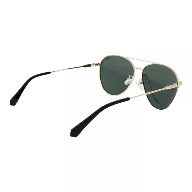 Polaroid PLD4142GSX60P Unisex taisnstūra saulesbrilles - melns rāmis, pelēkas polarizētas lēcas - 60/14/145 mm