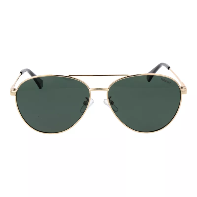 Polaroid PLD4142GSX60P Unisex taisnstūra saulesbrilles - melns rāmis, pelēkas polarizētas lēcas - 60/14/145 mm