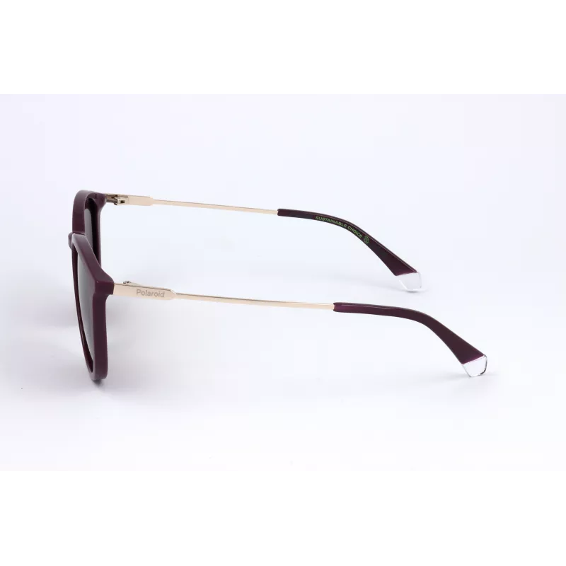 POLAROID PLD4143SXB3V Unisex taisnstūra saulesbrilles - Melns rāmis, pelēkas polarizētas lēcas, 53 mm