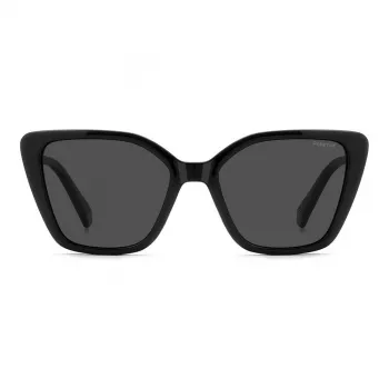 Polaroid PLD4189S807 Sieviešu taisnstūra saulesbrilles - Melns rāmis, pelēkas polarizētas lēcas 53mm