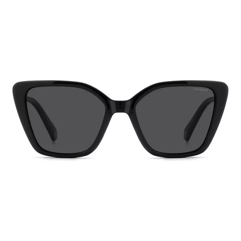 Polaroid PLD4189S807 Sieviešu taisnstūra saulesbrilles - Melns rāmis, pelēkas polarizētas lēcas 53mm