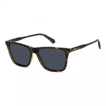 Polaroid PLD4190S086 Vīriešu taisnstūra Havanas saulesbrilles ar polarizētām brūnām lēcām