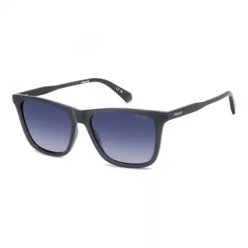 Polaroid PLD4190SKB7 Vīriešu taisnstūra polarizētas saulesbrilles - Melnas/Pelēkas