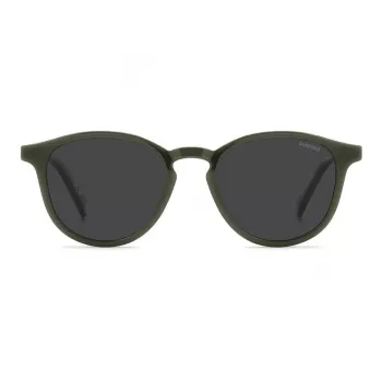 Polaroid PLD4191S4C3 Vīriešu saulesbrilles - Pelēks kvadrātveida rāmis ar polarizētām pelēkām lēcām